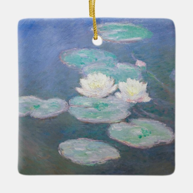 Adorno De Cerámica Claude Monet - Lilies de agua, efecto nocturno (Anverso)