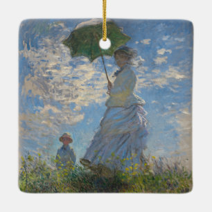Adorno De Cerámica Claude Monet Mujer con un Paraguas Arte Refinado
