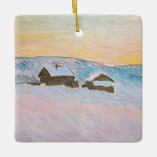 Adorno De Cerámica Claude Monet - Paisaje de Noruega, Casas Azules
