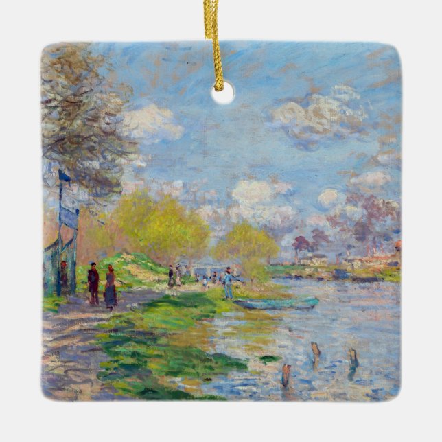 Adorno De Cerámica Claude Monet - Primavera por el Sena (Anverso)