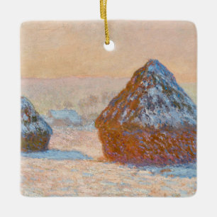 Adorno De Cerámica Claude Monet - Trigos, Efecto de Nieve, Mañana