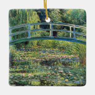 Adorno De Cerámica Claude Monet - Water Lily Pond y Puente Japanés