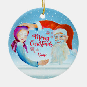 Adorno De Cerámica Claus mágico acuarela pintada a mano