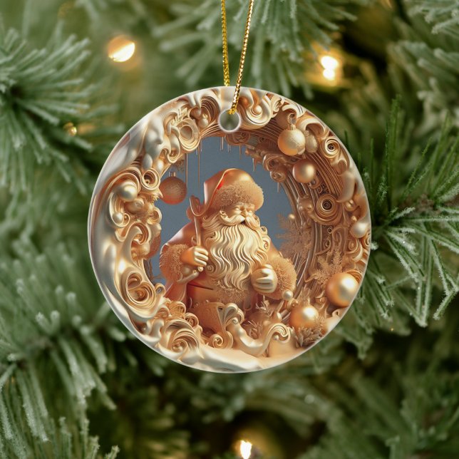 Adorno De Cerámica Cláusula Gold 3d Santa (Árbol)