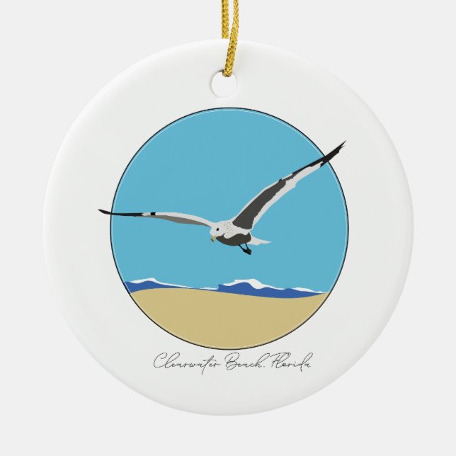 Adorno De Cerámica Clearwater Beach, Florida Sea Gull over Beach (Frente)