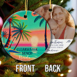 Adorno De Cerámica Clearwater Beach Florida Tropical Palm Tree 1950<br><div class="desc">Playa de aguas cristalinas en Florida Sand Tropical Palm Trees Souvenirs Clearwater Beach Florida - Retro Tropical Palm Tree Souvenirs Vintage design hace un gran Navidad o regalo de cumpleaños para los aficionados a la playa de llaves Florida. El diseño retro de la vibra de verano es un regalo perfecto...</div>