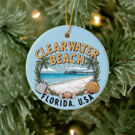 Adorno De Cerámica Clearwater Beach Retro Vignette