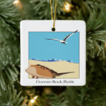 Adorno De Cerámica Clearwater, FL Horseshoe Crab Sea Gull Beach<br><div class="desc">Ornamento con una imagen de gaviota de mar bidimensional sobrevolando la playa con olas. Personalizable de fecha atrás. Clearwater Beach,  Florida,  frente a Baskerville Font</div>