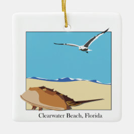 Adorno De Cerámica Clearwater, FL Horseshoe Crab Sea Gull Beach