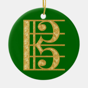 Adorno De Cerámica Clef de alto de oro