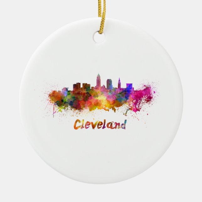 Adorno De Cerámica Cleveland skyline in watercolor (Frente)