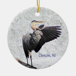 Adorno De Cerámica Clinton, NJ Gran Heron Azul