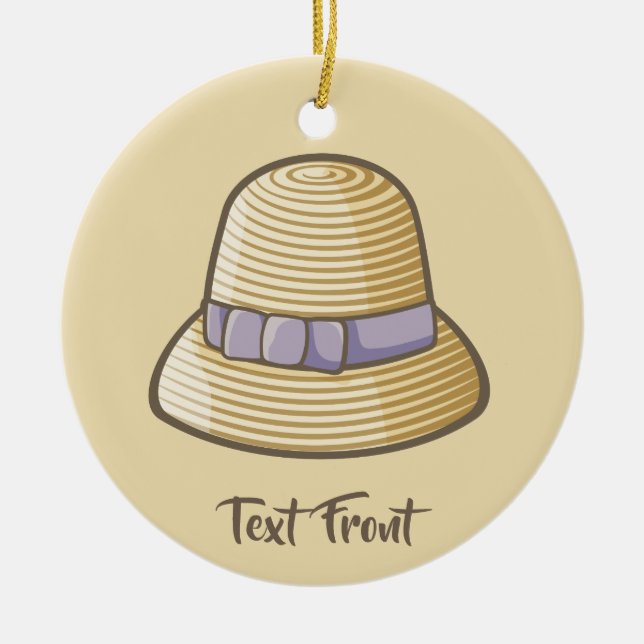 Adorno De Cerámica Cloche Gorra Beige (Frente)