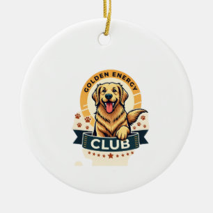 Adorno De Cerámica Club de Energía Dorada Retriever Dorado Perro Vint