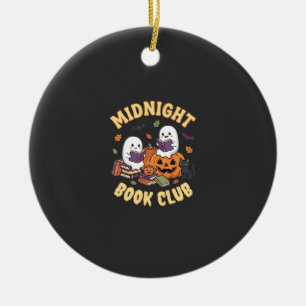 Adorno De Cerámica Club de lectura de fantasmas con diseño de calabaz