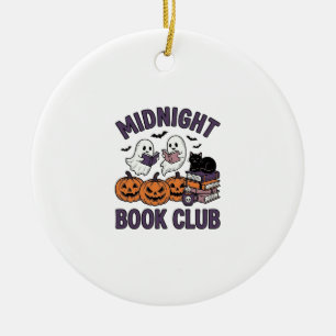 Adorno De Cerámica Club de lectura de Halloween de Medianoche Diseño_