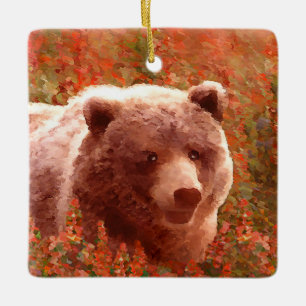 Adorno De Cerámica Club de oso pardo en pintura de marihuana de fuego