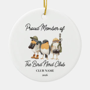 Adorno De Cerámica Club de Pájaro Friki Navidad, Amante de las Aves D