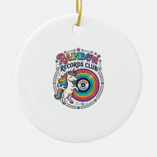 Adorno De Cerámica Club de Registros de Arcoíris de Unicornio Fondo B