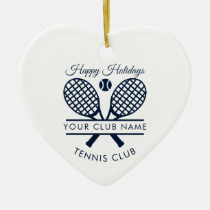 Adorno De Cerámica Club de Tenis sobre Césped Script Felices Fiestas