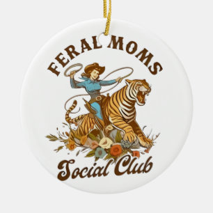 Adorno De Cerámica Club Social de Mamá Feral Divertido Retro Boho Vaq