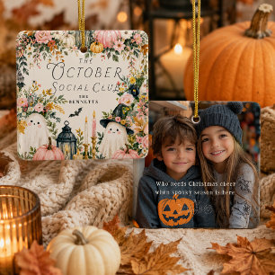 Adorno De Cerámica Club Social de Octubre Halloween Familia