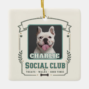 Adorno De Cerámica Club Social Vintage de Fotos y Nombres de Perros