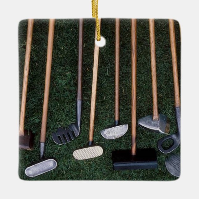 ADORNO DE CERÁMICA **CLUBES DE GOLF DE LOS DÍAS ANTIGUOS** (Anverso)