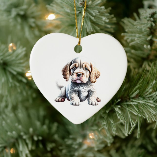 Adorno De Cerámica Clumber Spaniel Puppy personalizado (Árbol)