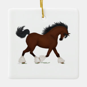 Adorno De Cerámica Clydesdale Horse Charm Name Plate Memorial