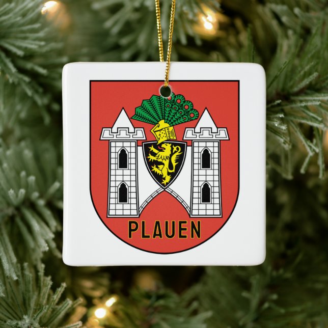 Adorno De Cerámica Coat of Arms of Plauen, Germany (Árbol)