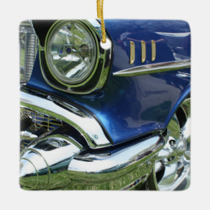 Adorno De Cerámica Coche Antiguo Azul Chevy 1957