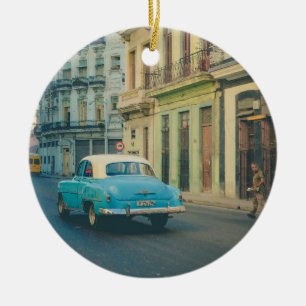 Adorno De Cerámica Coche Clásico Antiguo Fotografía Callejera La Haba