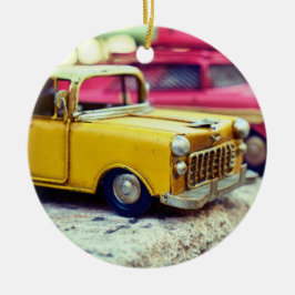 Adorno De Cerámica Coche de juguete amarillo