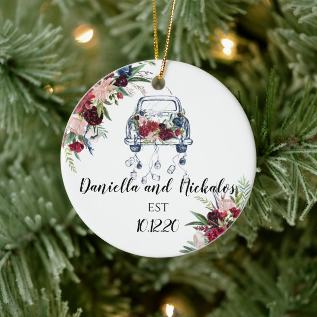 Adorno De Cerámica Coche de nueva cosecha acaba de casarse (Árbol)