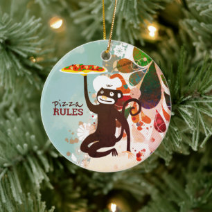 Adorno De Cerámica Cocina de gorra del mono Pizza