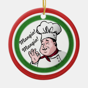 Adorno De Cerámica Cocinero italiano: Mangia Mangia