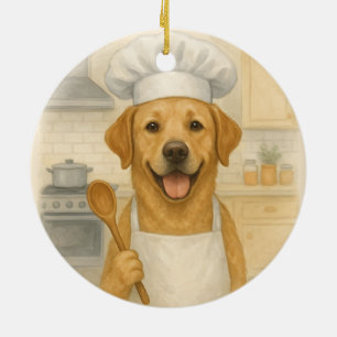 Adorno De Cerámica Cocinero Labrador Retriever Comida Casera Divertid