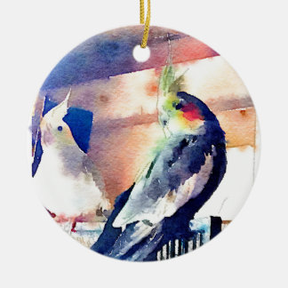 Adorno De Cerámica Cockatiel de Acuarela