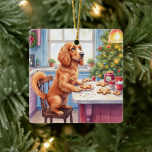 Adorno De Cerámica Cocker Spaniel Adorable Horneando Pan de Jengibre