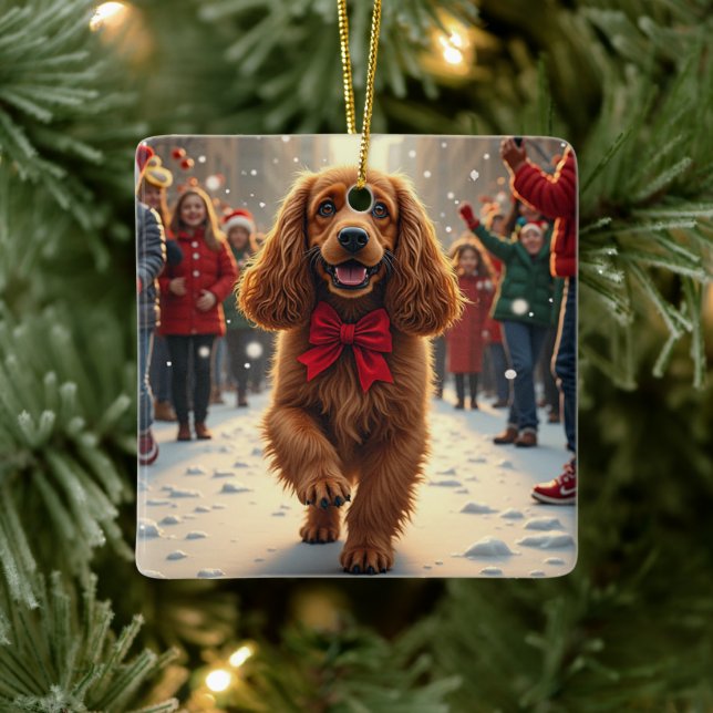 Adorno De Cerámica Cocker Spaniel Christmas Parade Holiday Painting (Árbol)