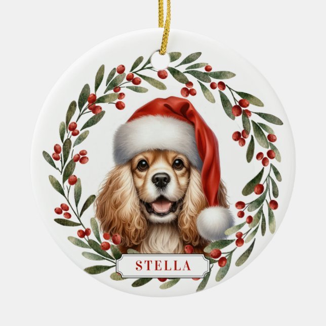 Adorno De Cerámica Cocker Spaniel Dog Ceramic Circle Ornament (Frente)