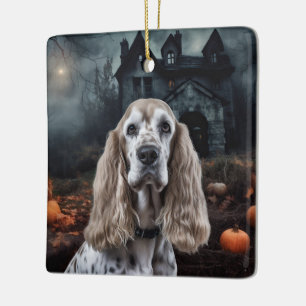Adorno De Cerámica Cocker Spaniel Halloween Scary