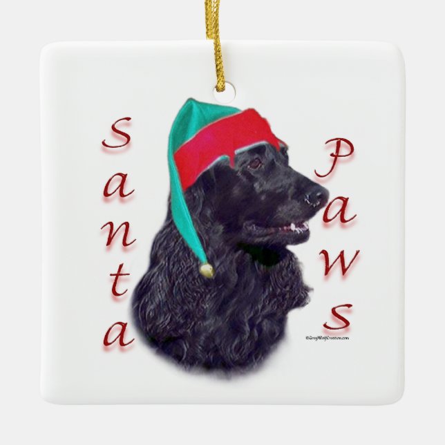 Adorno De Cerámica Cocker Spaniel inglés (blk) Santa Paws (Anverso)