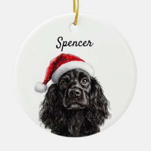 Adorno De Cerámica Cocker Spaniel inglés negro personalizado