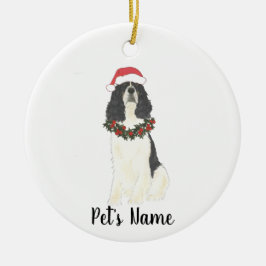 Adorno De Cerámica Cocker Spaniel Inglés Tricolor Navidad