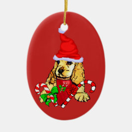 Adorno De Cerámica Cocker Spaniel Navidad