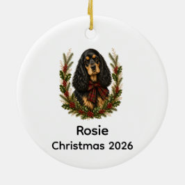 Adorno De Cerámica Cocker Spaniel negro atigrado vintage Navidad 