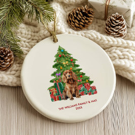 Adorno De Cerámica Cocker Spaniel Personalizado Navidad