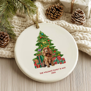 Adorno De Cerámica Cocker Spaniel Personalizado Navidad